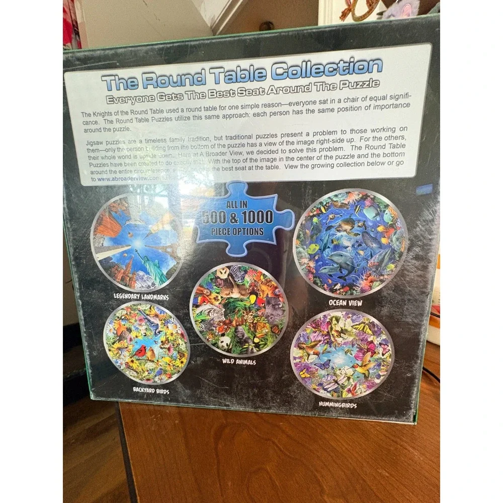 1000-Piece Round Table Jigsaw Puzzle - Explore Legendary Landmarks Together NEW